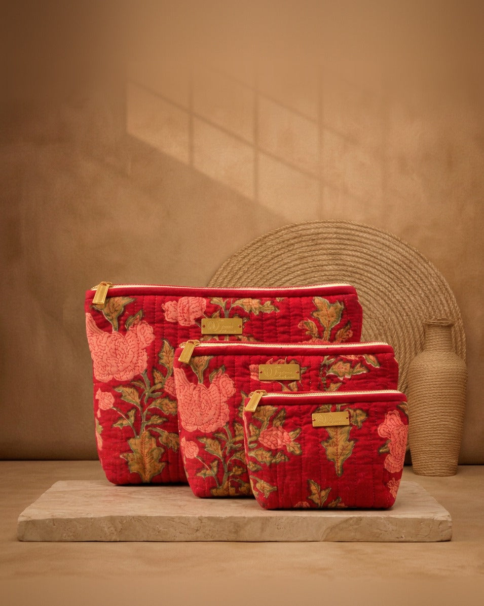 Gulabi Rani Pouches, Set of 3 — studio photo