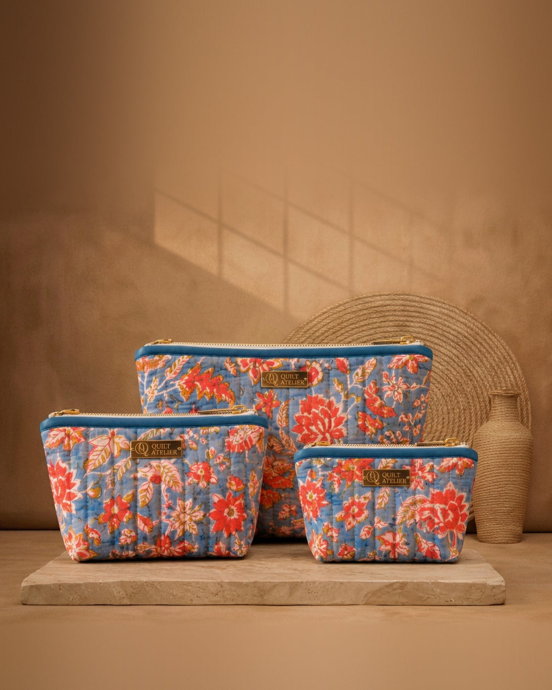 Kesariya Aasman Pouches, Set of 3 — studio photo