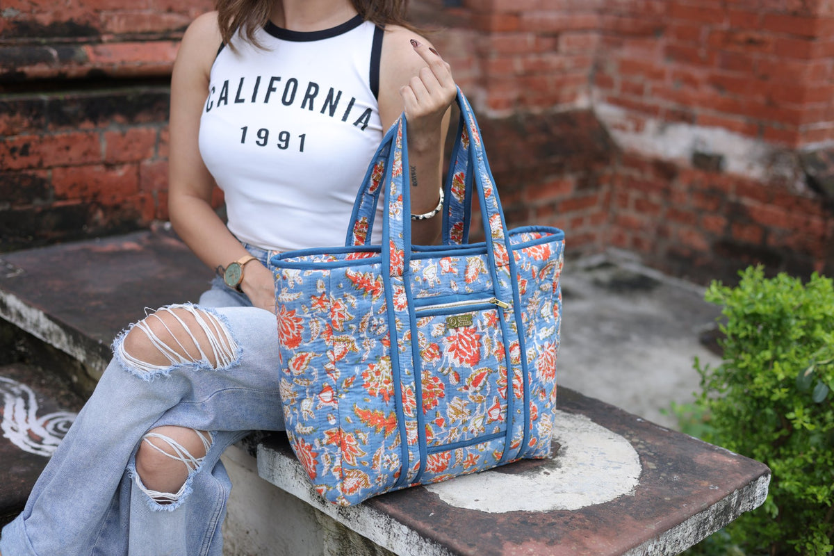 Kesariya Aasman Tote Bag — detail