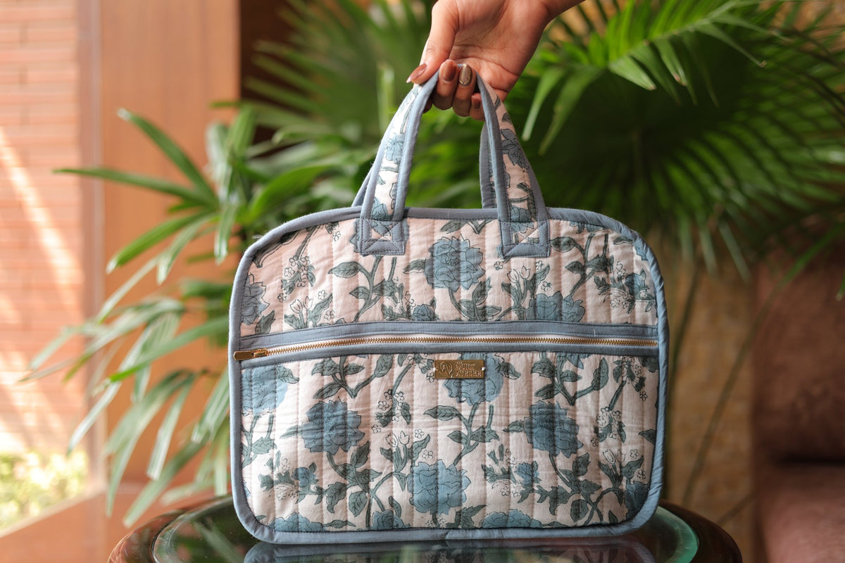 Neel Bagh Laptop Bag — hand block printed quilted bag